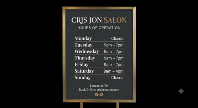 Cris Jon Salon Lancaster Pa business hours